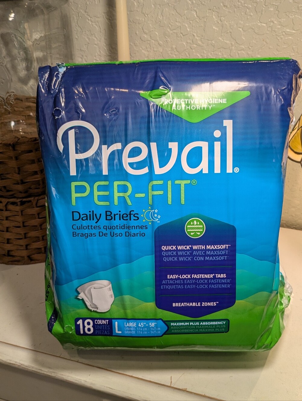 Prevail Per-Fit Daily Briefs Adult Incontinence Underwear Large. 18 count